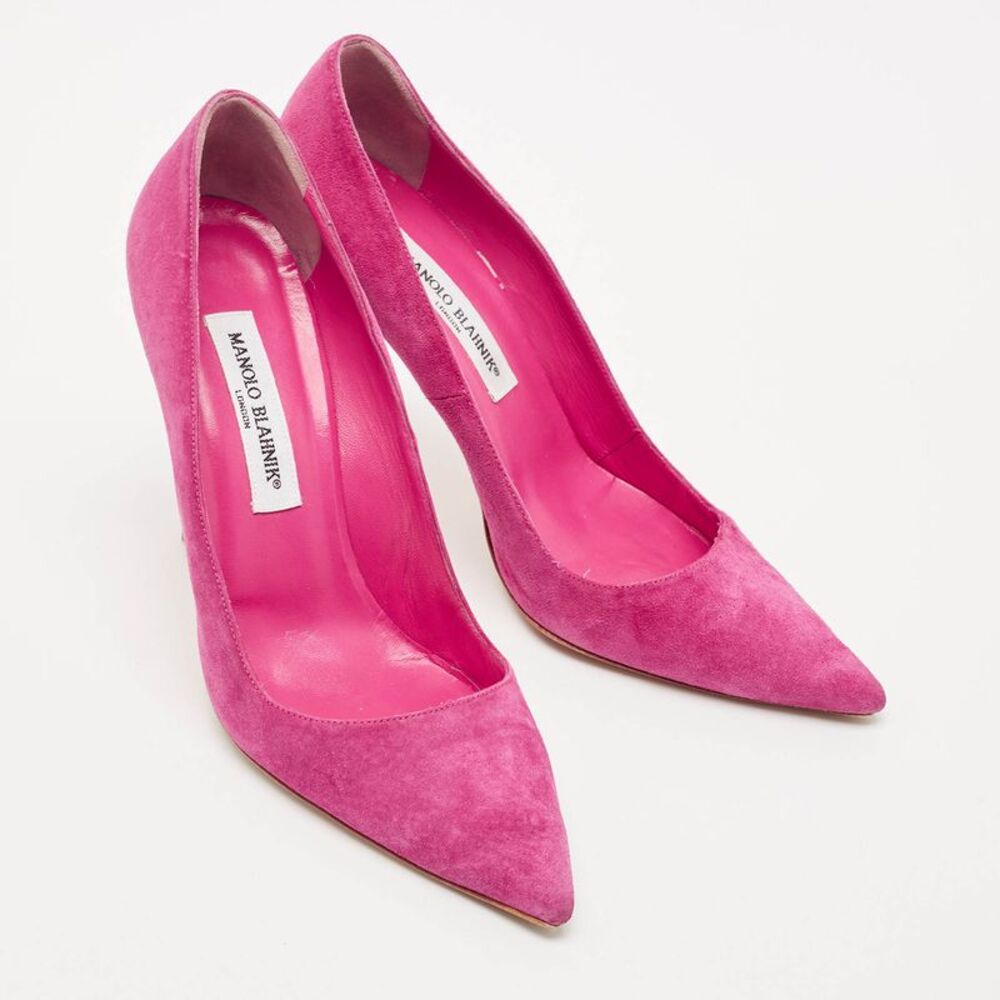 Manolo Blahnik Pink Suede Bb Pointed Toe Pumps Size 39 - Picture 4 of 7